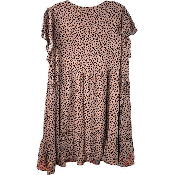 Savanna Jane Animal Print Embroidered Boho Shirt Dress Ruffle Hem Casual Size 1X - Picture 3 of 16